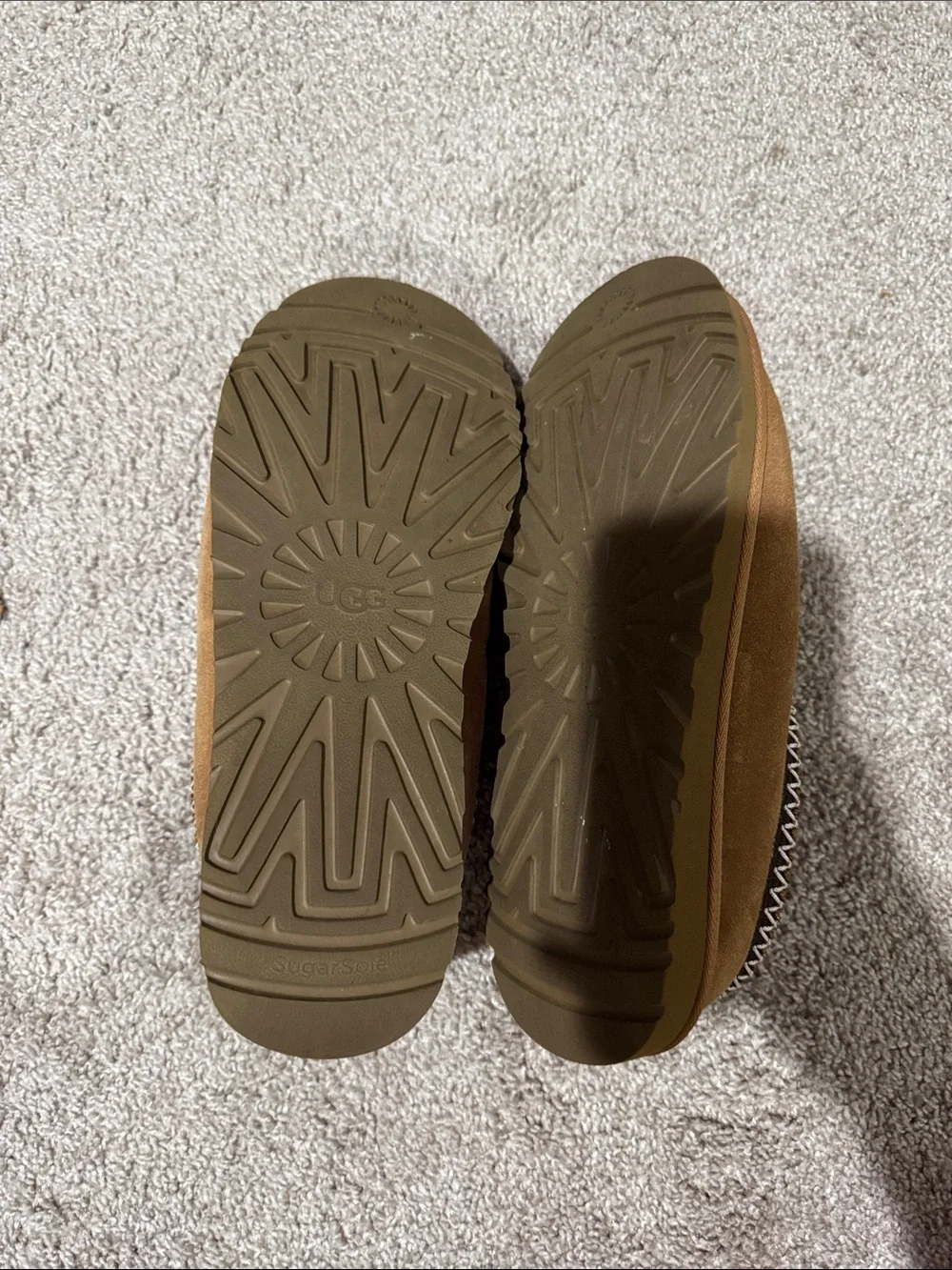 UGG womens 12 or mens 10 Tasman Suede Slip-On Slippers in Chestnut